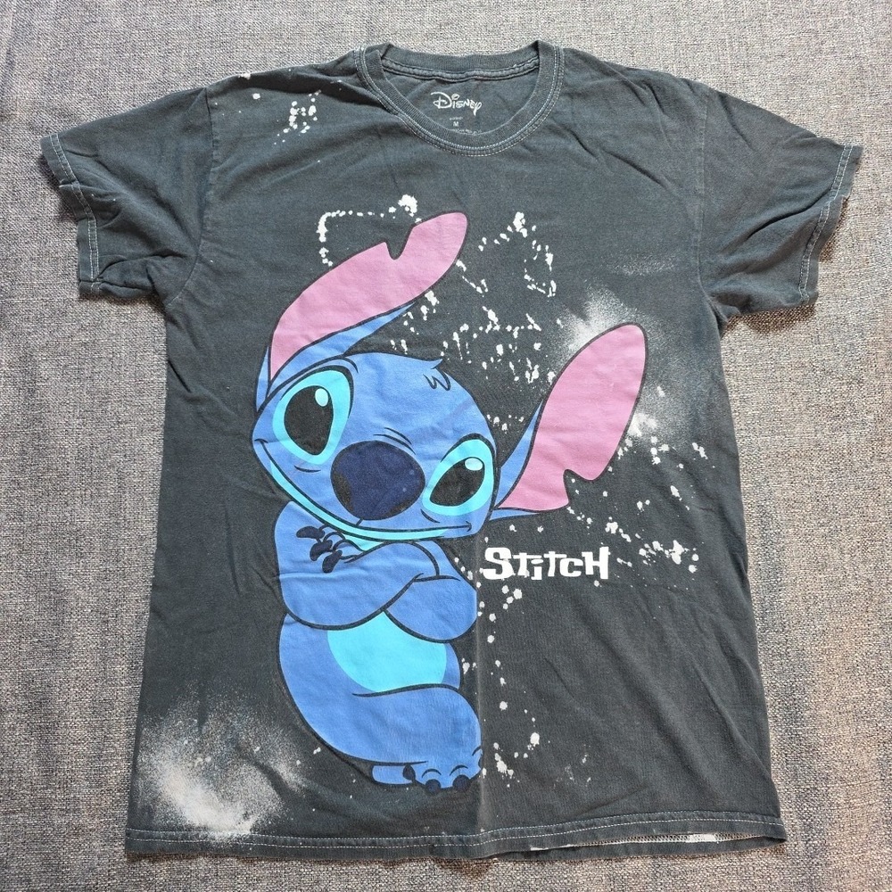Disney Lilo Stitch Womens Medium Shirt Shortsleeve Grey‎